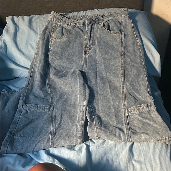 SHEIN Blue Denim Wide-Leg Jeans - Picture 1 of 3